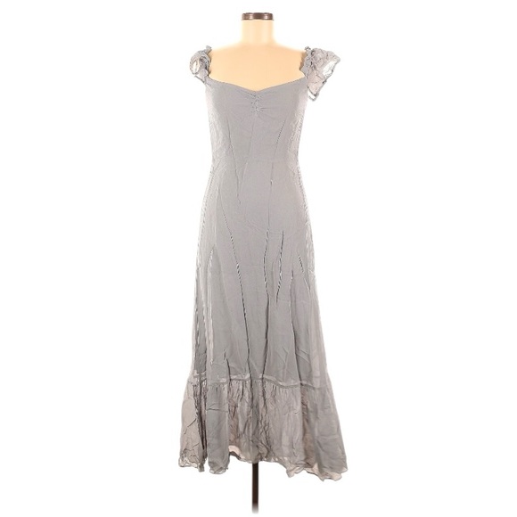 Reformation Butterfly Flutter Sleeve Off Shoulder Ruffle Hem Maxi Dress, Size 8 - Picture 6 of 14